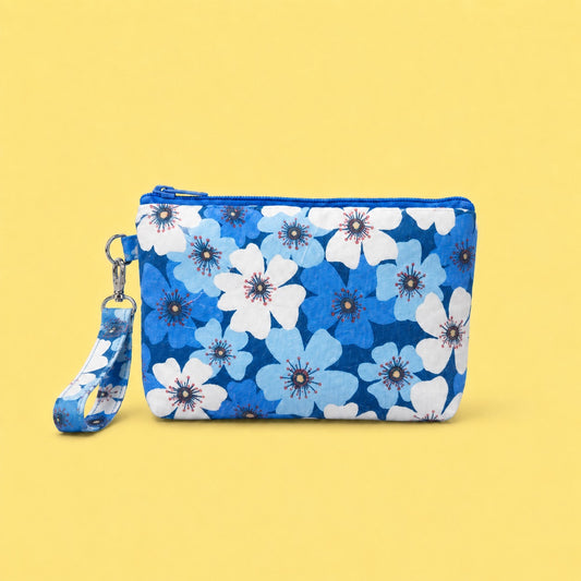 Floral Zipper Pouch Wristlet