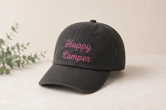 Happy Camper Hat - Cursive Letters