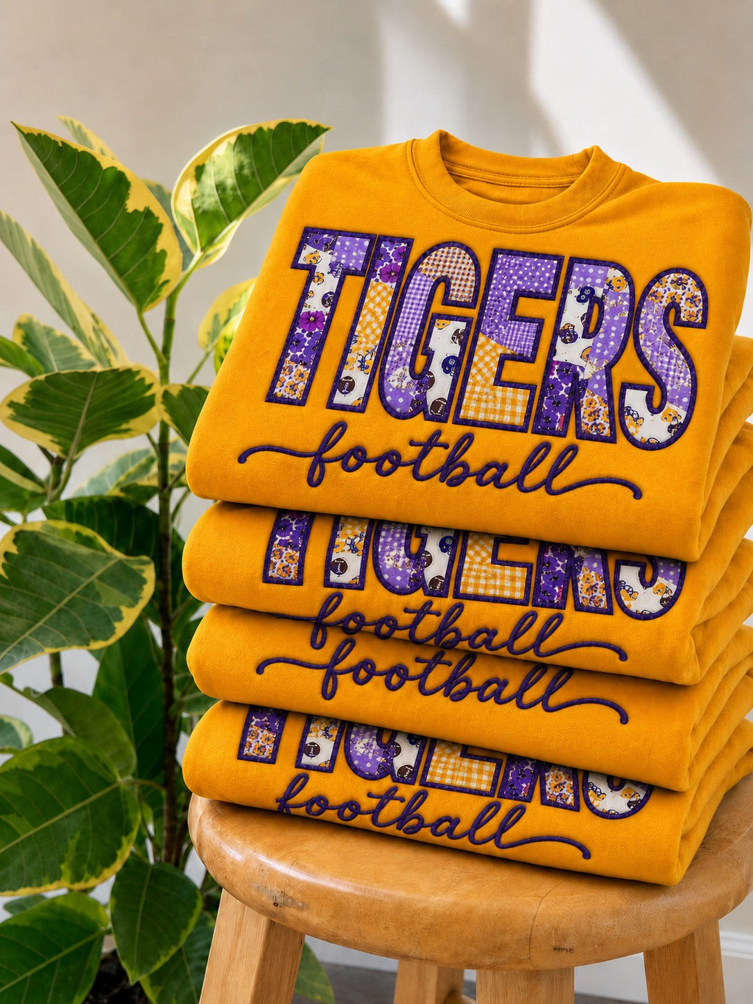 Tigers Football Patchwork Sweatshirt