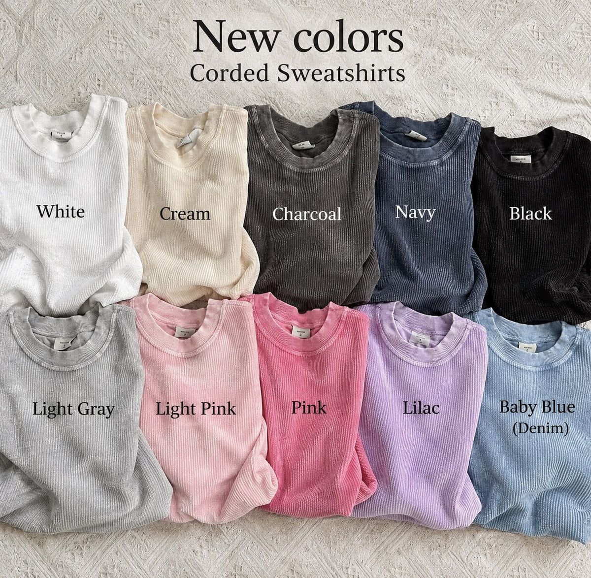 Custom Embroidered Corded Crewneck Sweatshirt