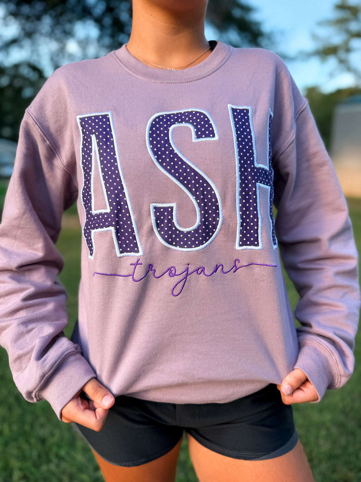 Custom Polka Dot Appliqué Crewneck Sweatshirt