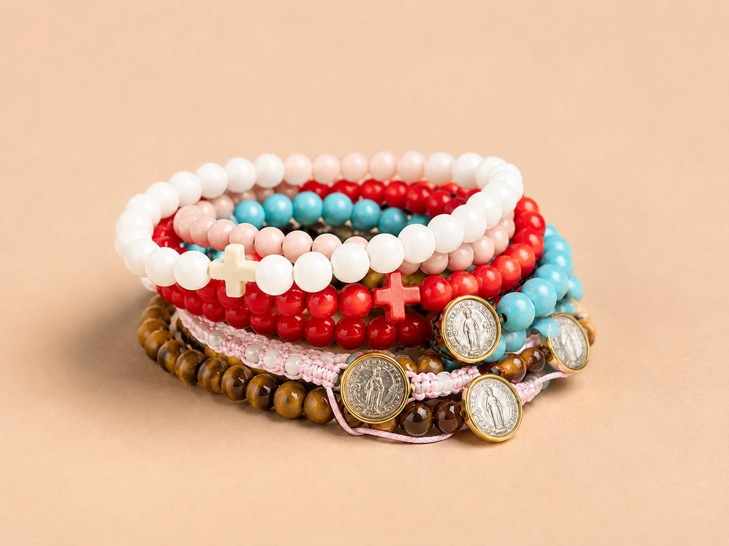 Saint Benedict -Handmade Beaded Stretch Bracelets
