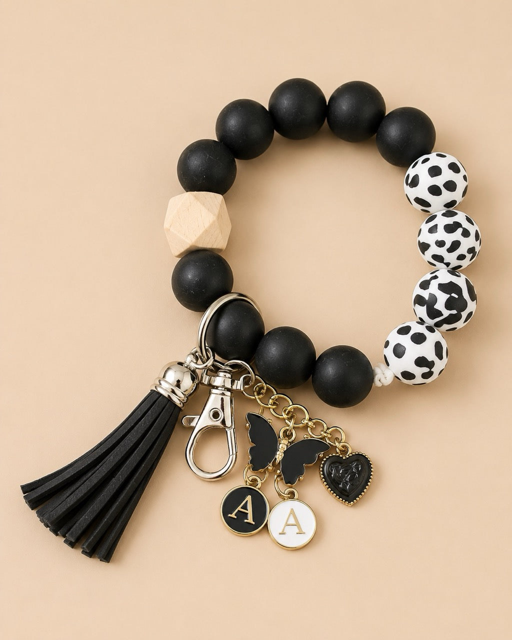 Silicone Bead Wristlet Keychain