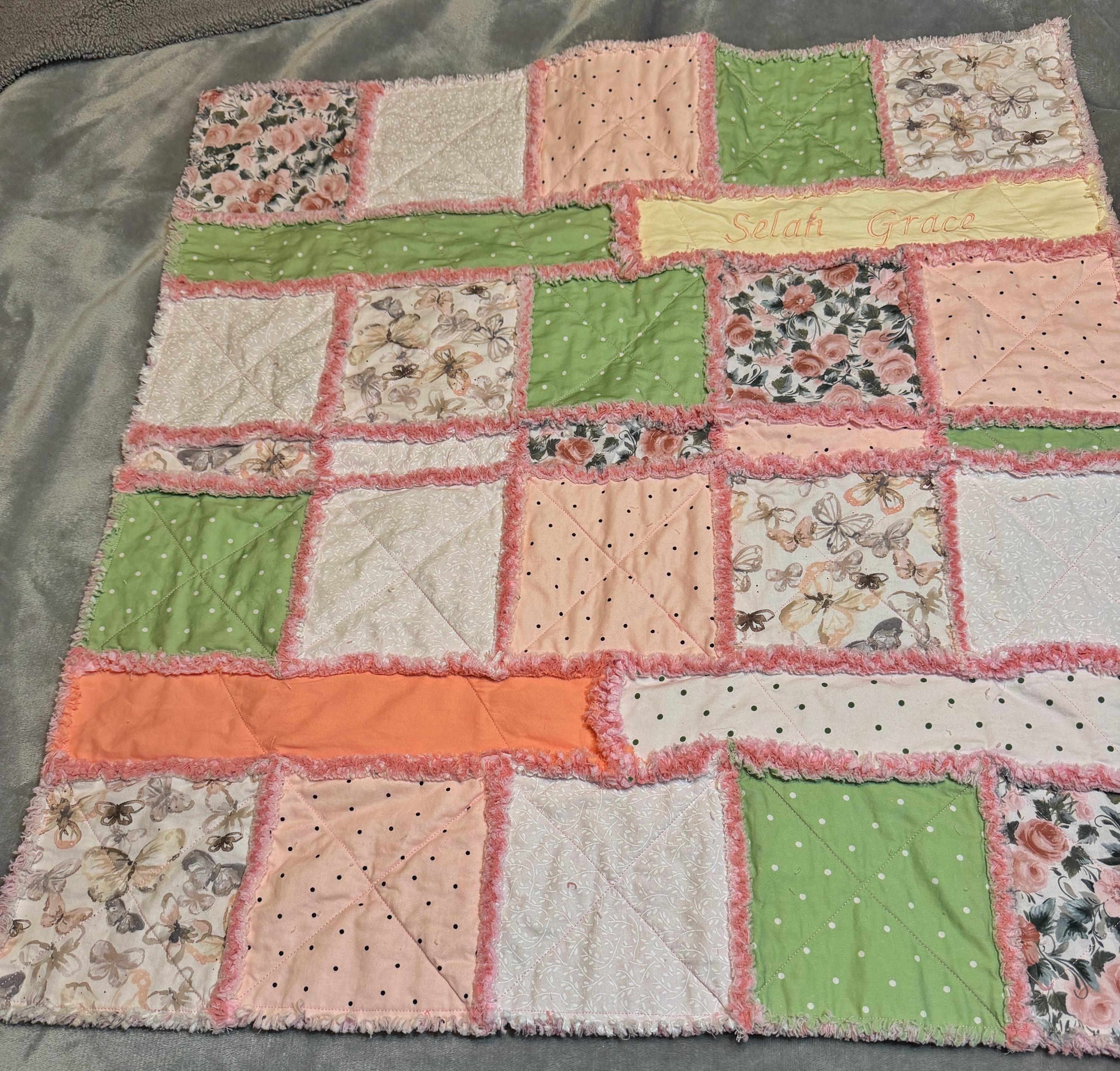 Blush Floral Rag Quilt