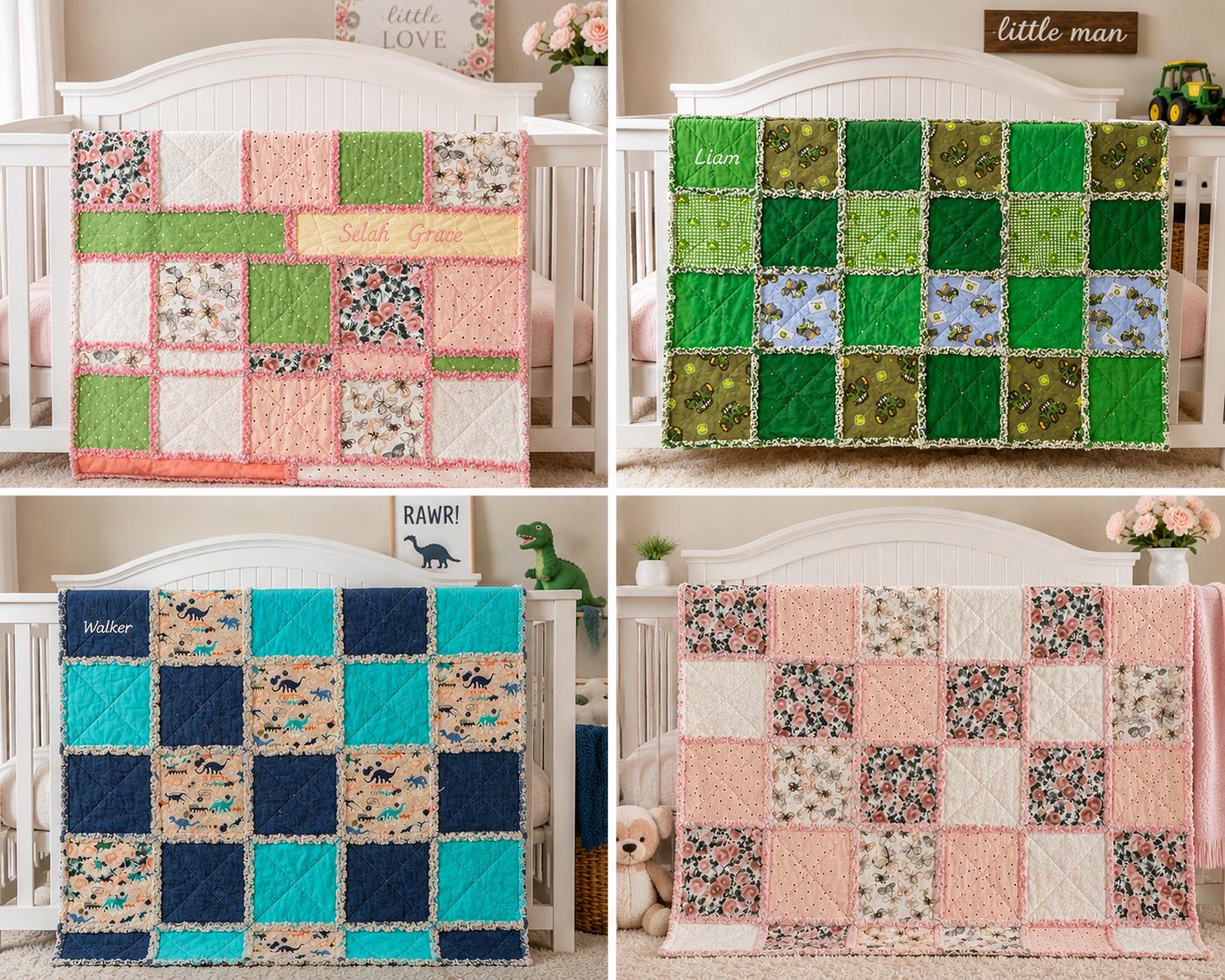 Blush Floral Rag Quilt
