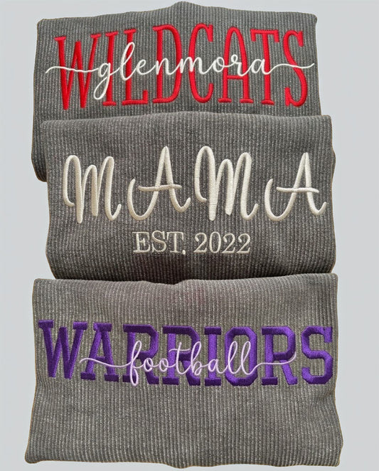 Custom Embroidered Corded Crewneck Sweatshirt