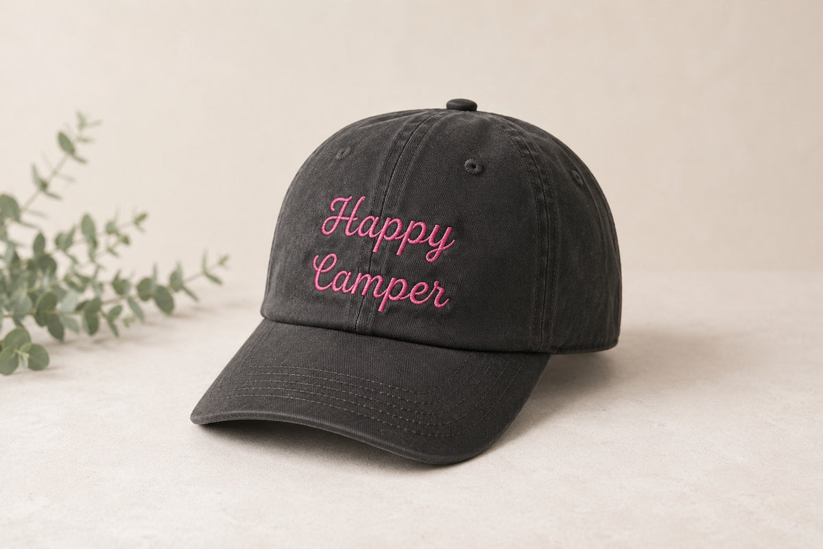 Happy Camper Hat - Cursive Letters
