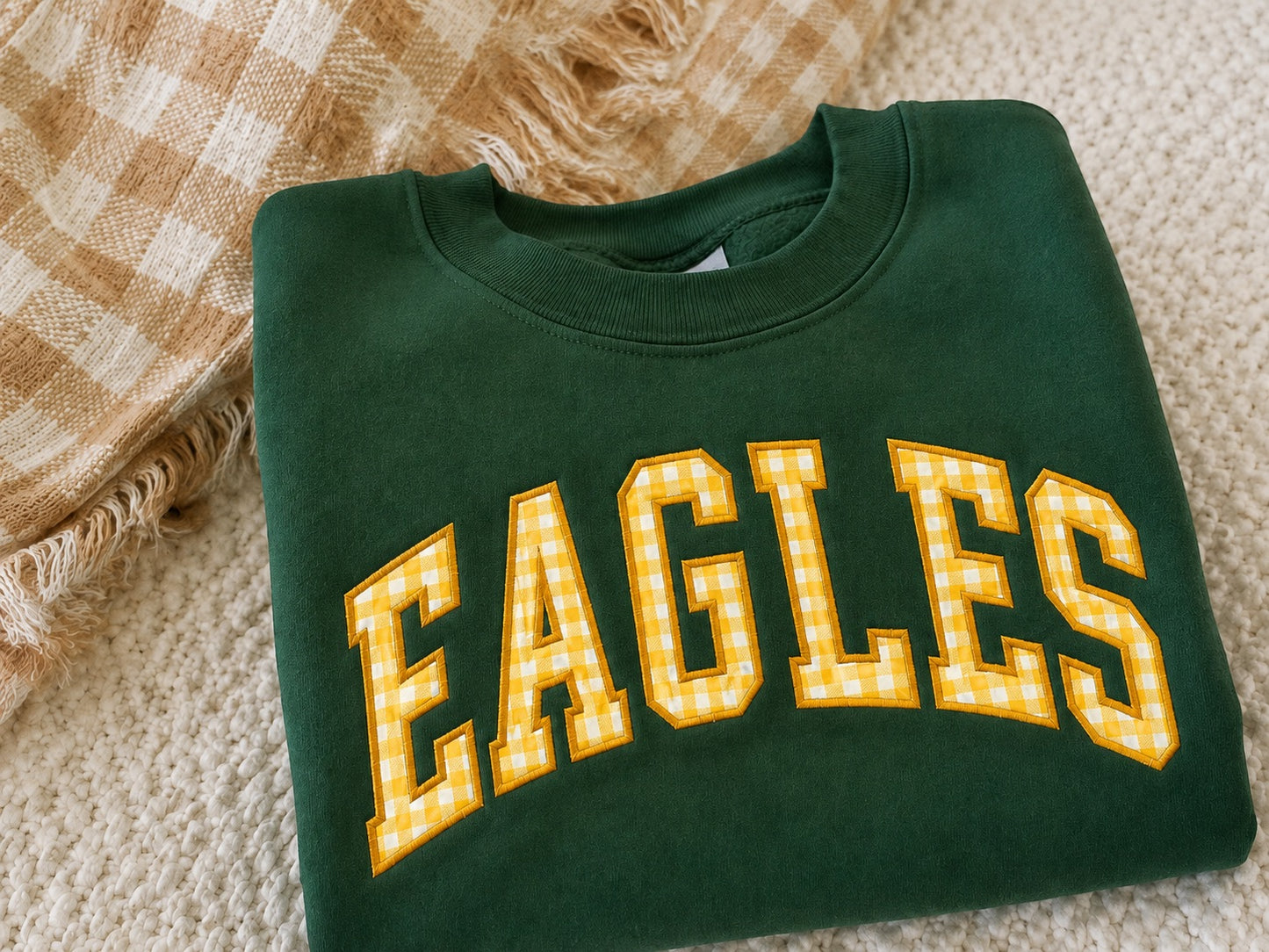 Custom Gingham Appliqué Crewneck Sweatshirt