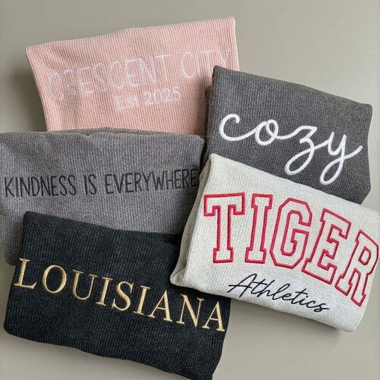 Custom Embroidered Corded Crewneck Sweatshirt