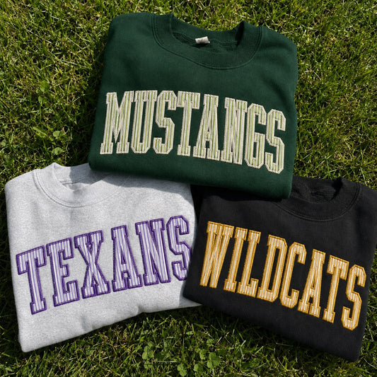 Custom Pinstripe Appliqué Crewneck Sweatshirt