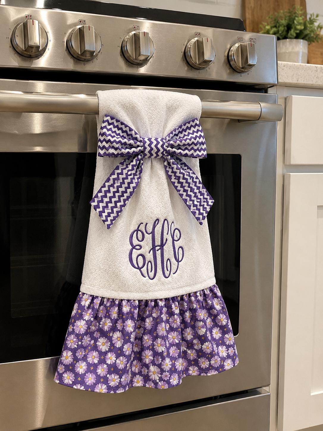 Personalized Monogram Hanging Kitchen Towel