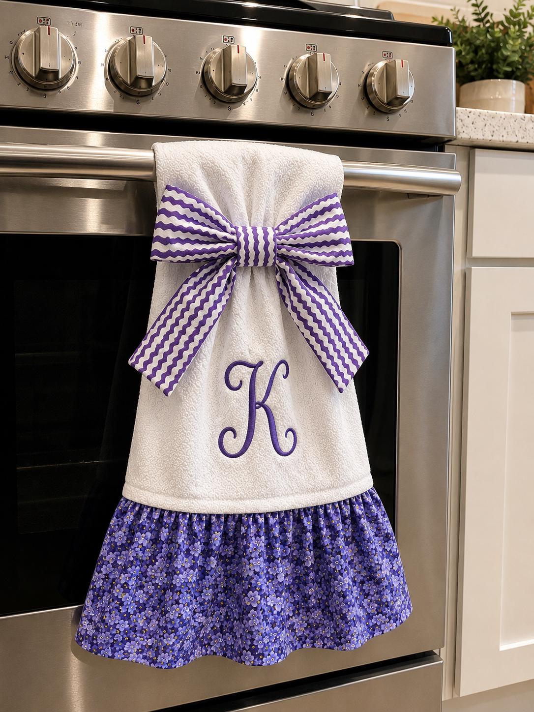 Personalized Monogram Hanging Kitchen Towel