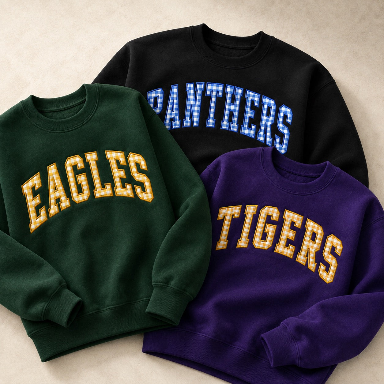 Custom Gingham Appliqué Crewneck Sweatshirt