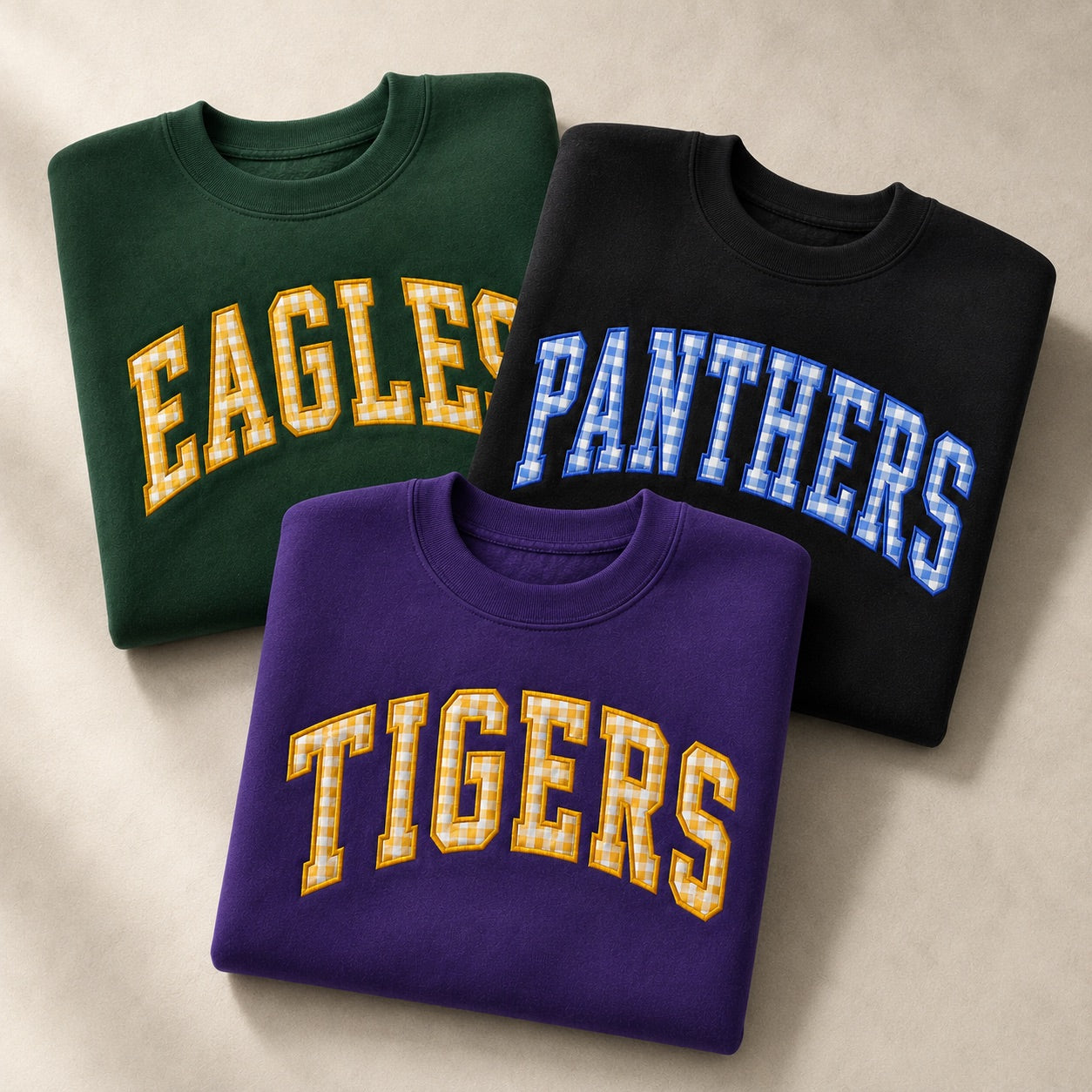 Custom Gingham Appliqué Crewneck Sweatshirt