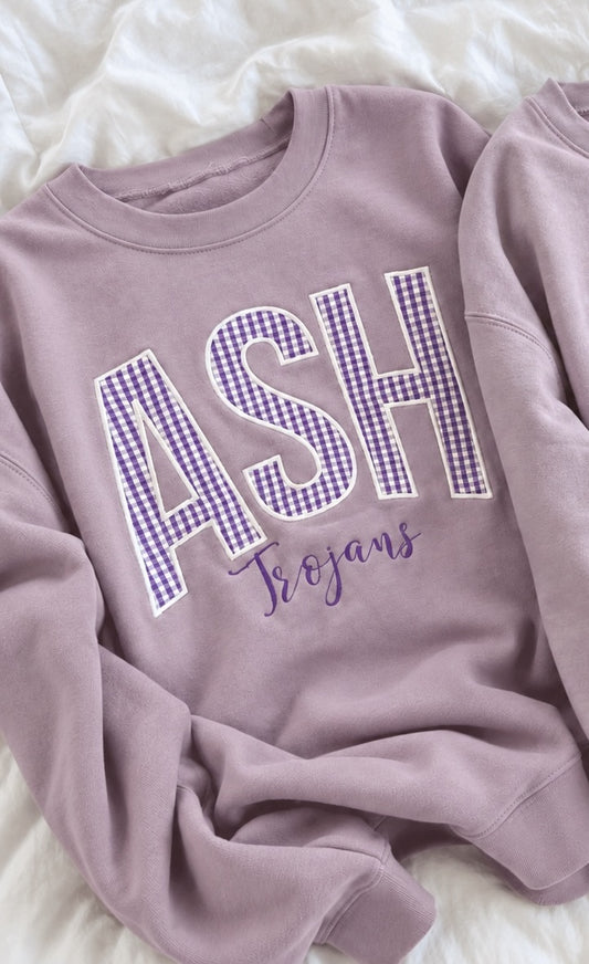 Custom Gingham Appliqué Crewneck Sweatshirt