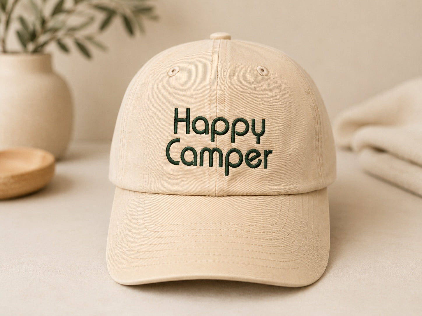 Happy Camper Hat - Block Letters