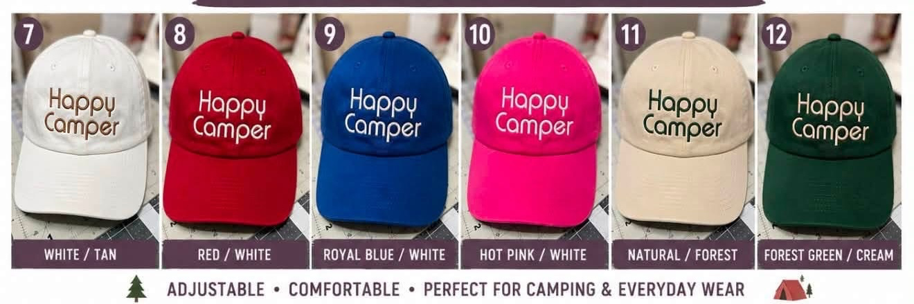 Happy Camper Hat - Block Letters