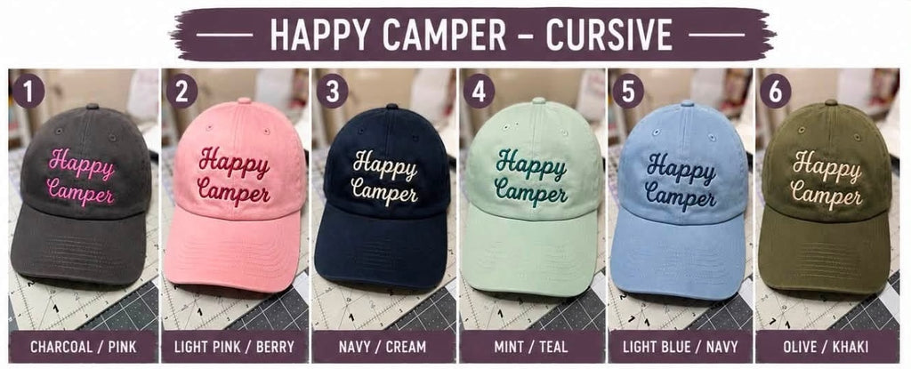 Happy Camper Hat - Cursive Letters