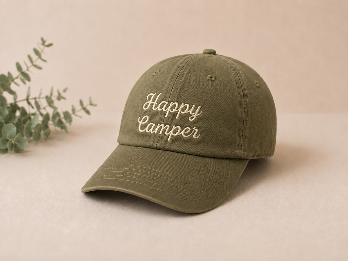 Happy Camper Hat - Cursive Letters
