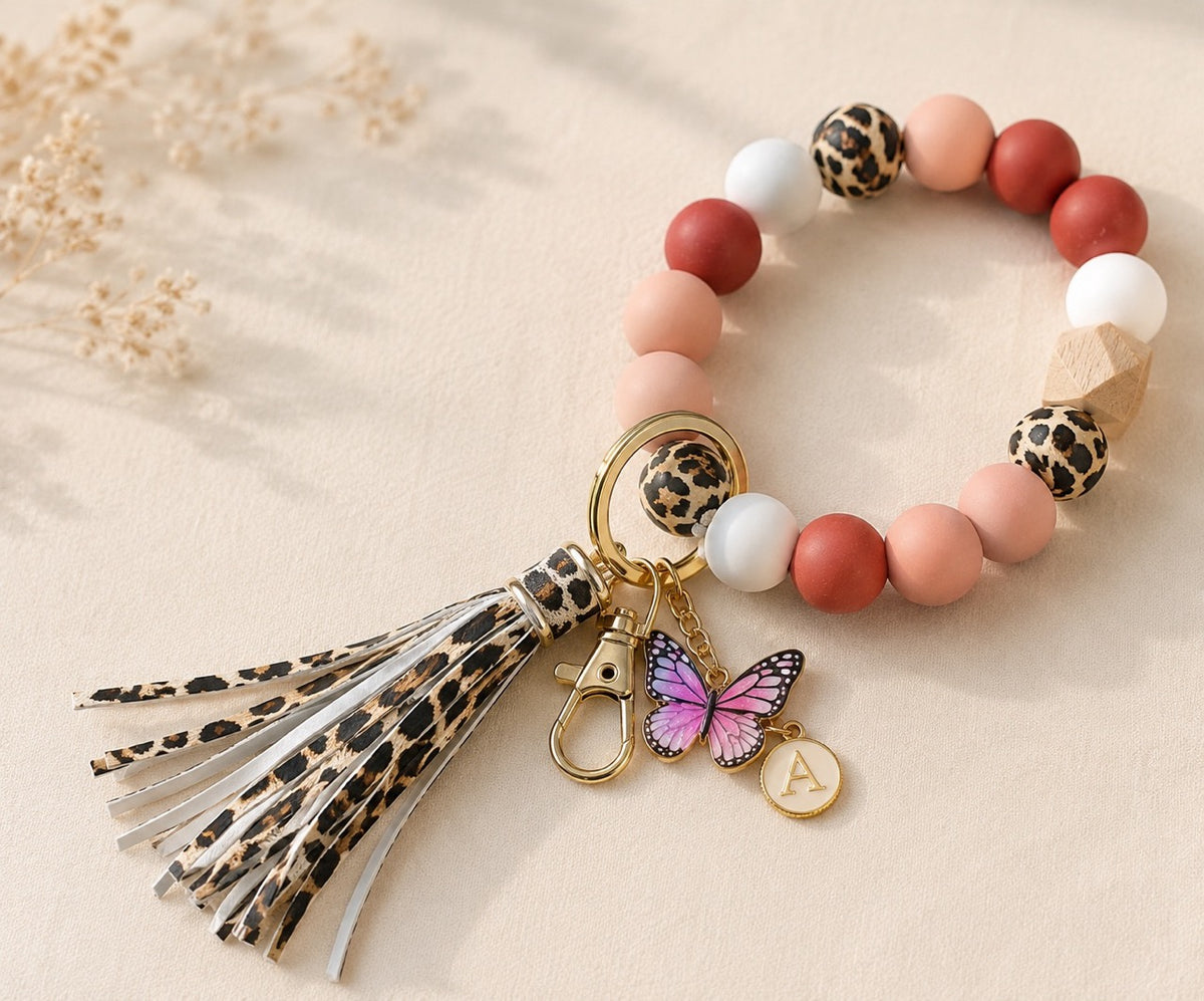 Silicone Bead Wristlet Keychain
