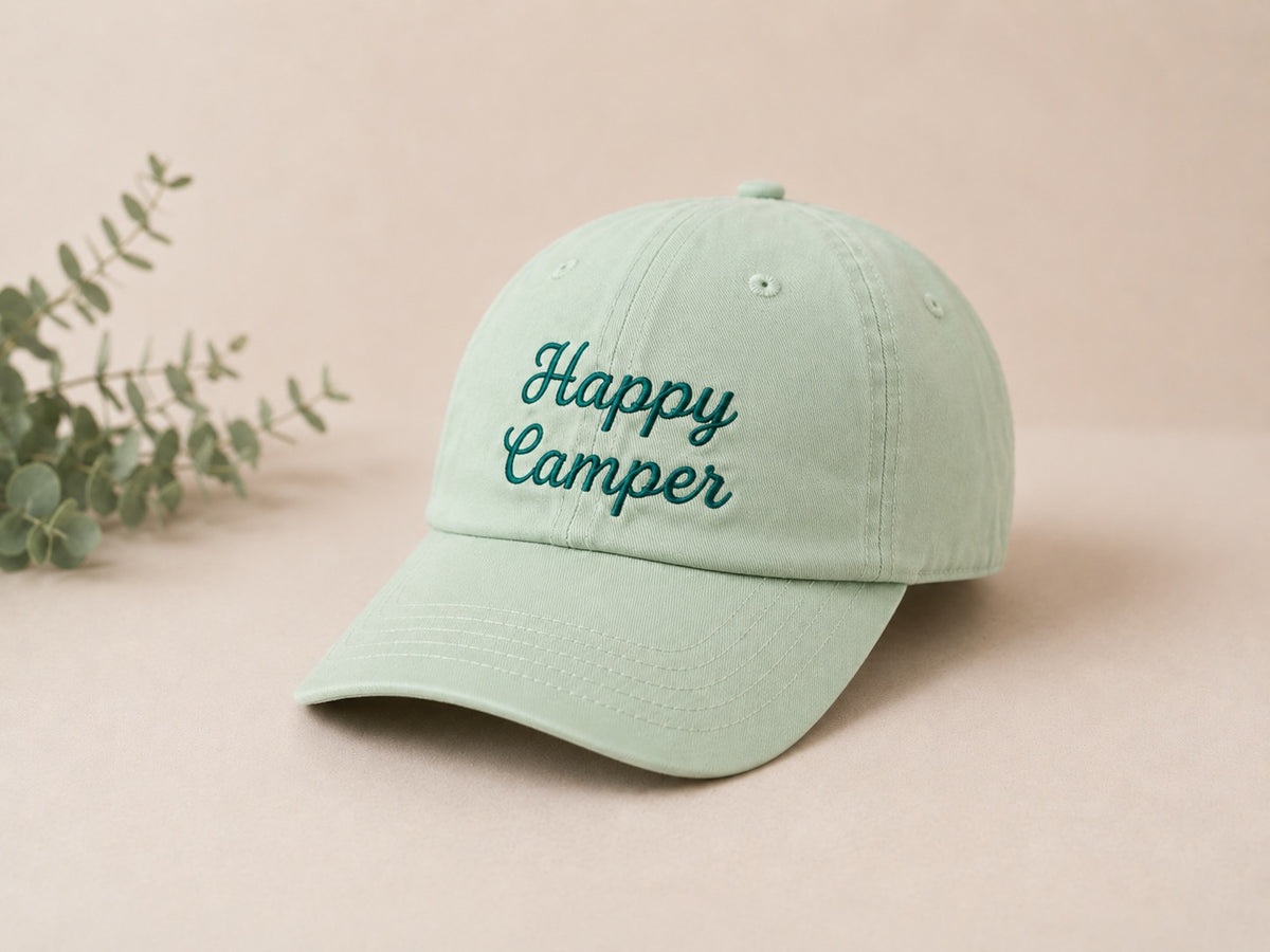 Happy Camper Hat - Cursive Letters