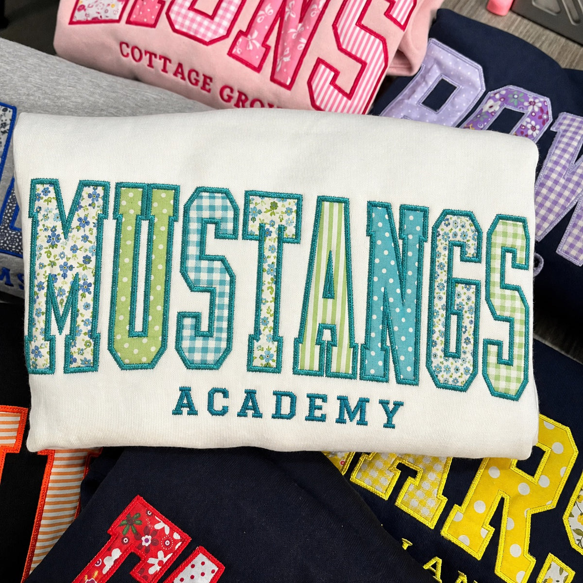 Mixed Fabric Appliqué T-Shirt Customized