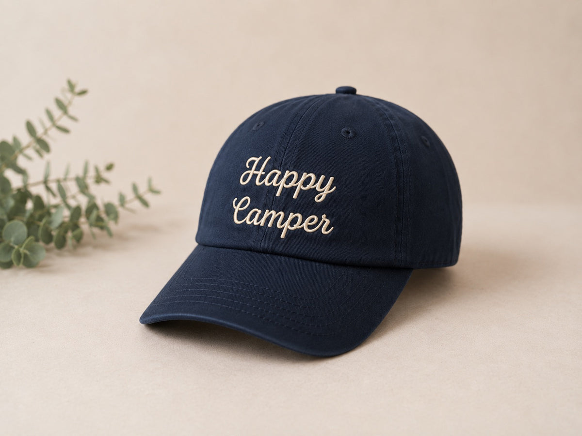 Happy Camper Hat - Cursive Letters