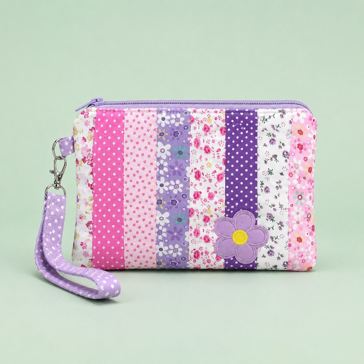 Floral Zipper Pouch Wristlet