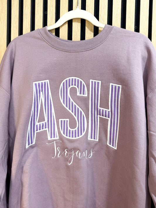 Custom Pinstripe Appliqué Crewneck Sweatshirt