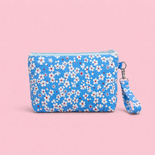 Floral Zipper Pouch Wristlet
