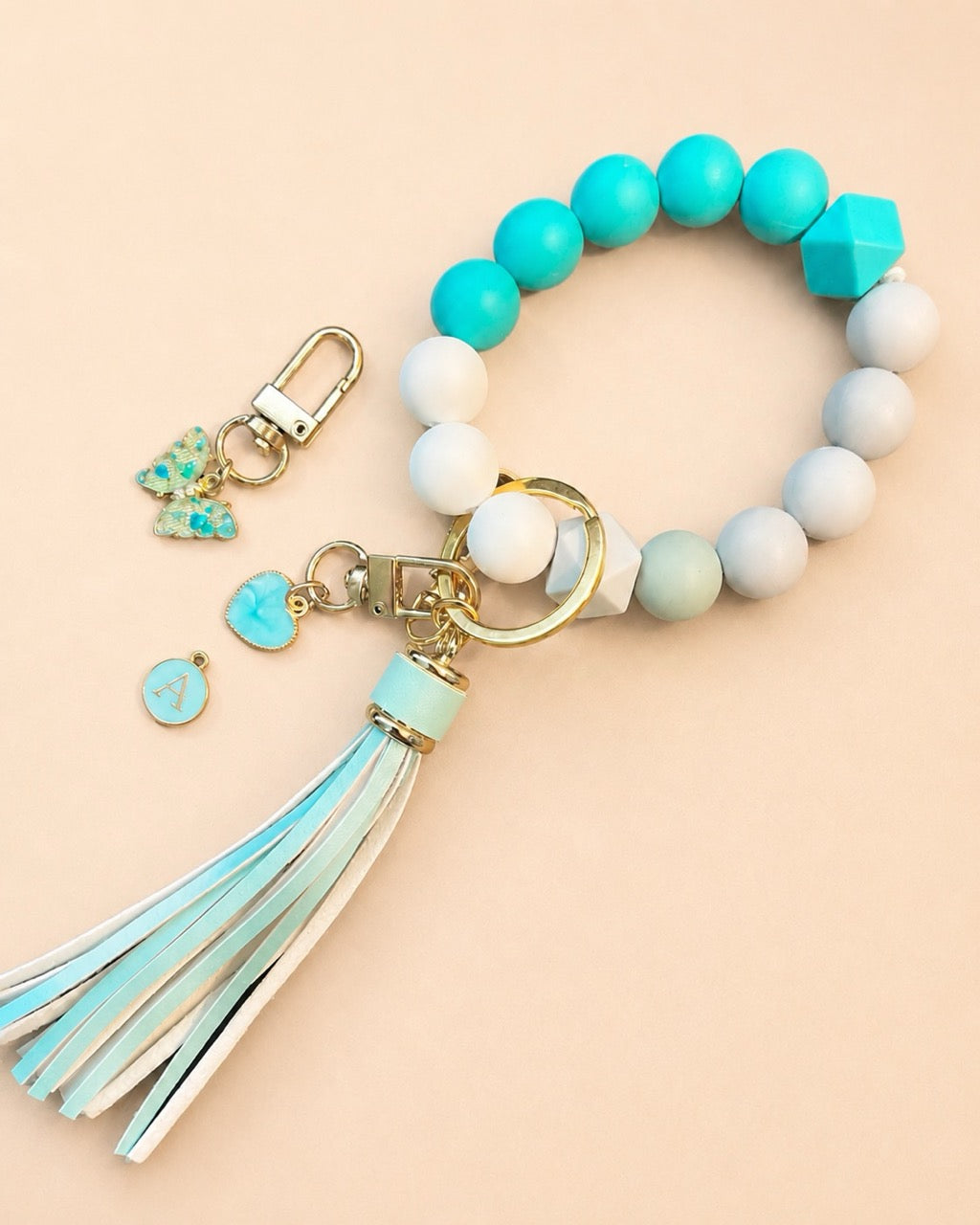Silicone Bead Wristlet Keychain