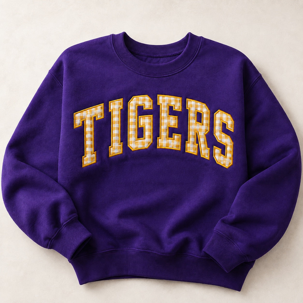 Custom Gingham Appliqué Crewneck Sweatshirt